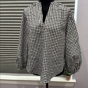 a new day Women's Black and White Checkered Button Down Shirt